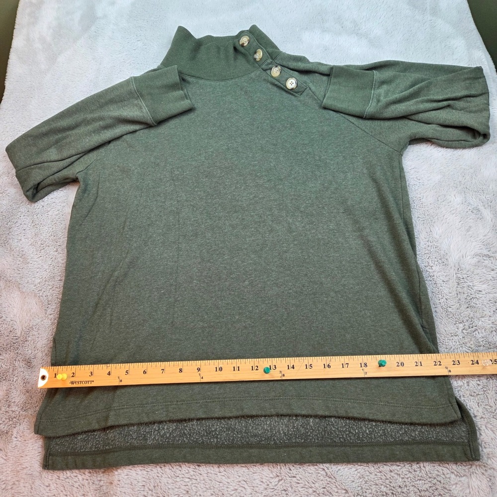 J.Crew Button Shoulder Mock Neck Sweater Womens Large Olive Green Pullover - Picture 7 of 7